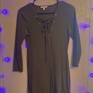 Deep Green Dress Mid Thigh Length